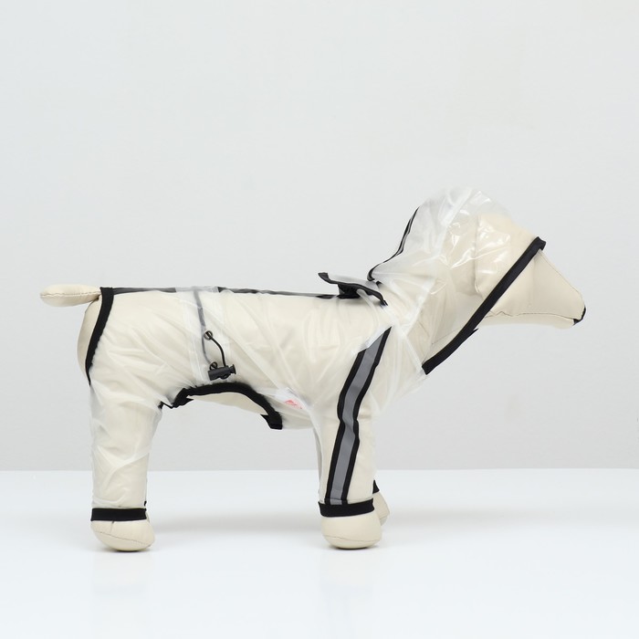 Дождевик-комбинезон для собак, размер M, ДС 30, ОГ 40, ОШ 31.5 см, вес 5-7 кг, прозрачный