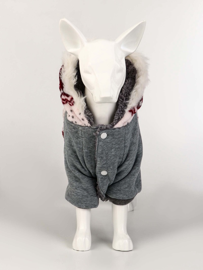 Комбинезон «Лапландия», с подкладом, размер S, ДС 25, ОГ 35, ОШ 25 см, серый, бордовый