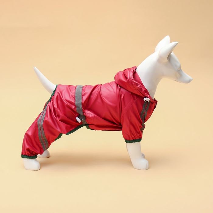 Комбинезон для собак, демисезонный, размер XS, ДС 17-19, Ог 27-29, ОШ 19-21 см, красный
