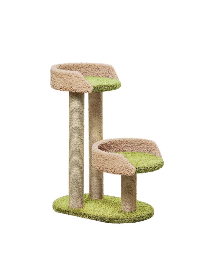 Когтеточка с лежанкой «Дося», 65×40×87 см, сизаль, бежевый, зеленый