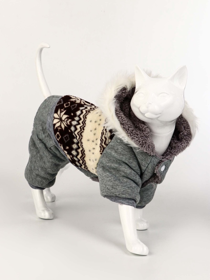 Комбинезон «Лапландия», с подкладом, размер S, ДС 25, ОГ 35, ОШ 25 см, серый, коричневый