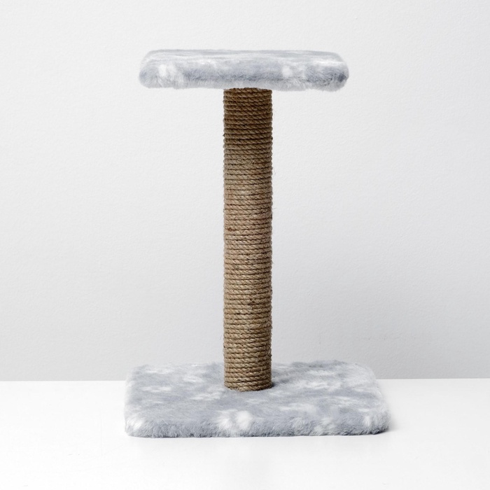 Когтеточка «Полка», 30×30×40 см, с подставкой, джут, серая