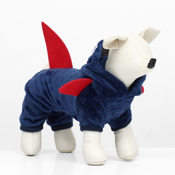 Комбинезон «Акула», с капюшоном, размер S, ДС 25 см, ОГ 35 см, ОШ 25 см, синий