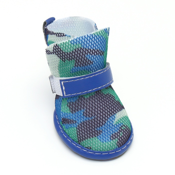 Ботинки для собак «Боец», набор 4 шт., размер 1 (подошва 4×3.2 см), камуфляж синий