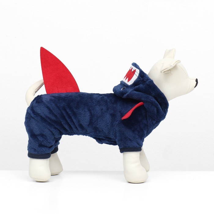 Комбинезон «Акула», с капюшоном, размер XS, ДС 20 см, ОГ 30 см, ОШ 20 см, синий