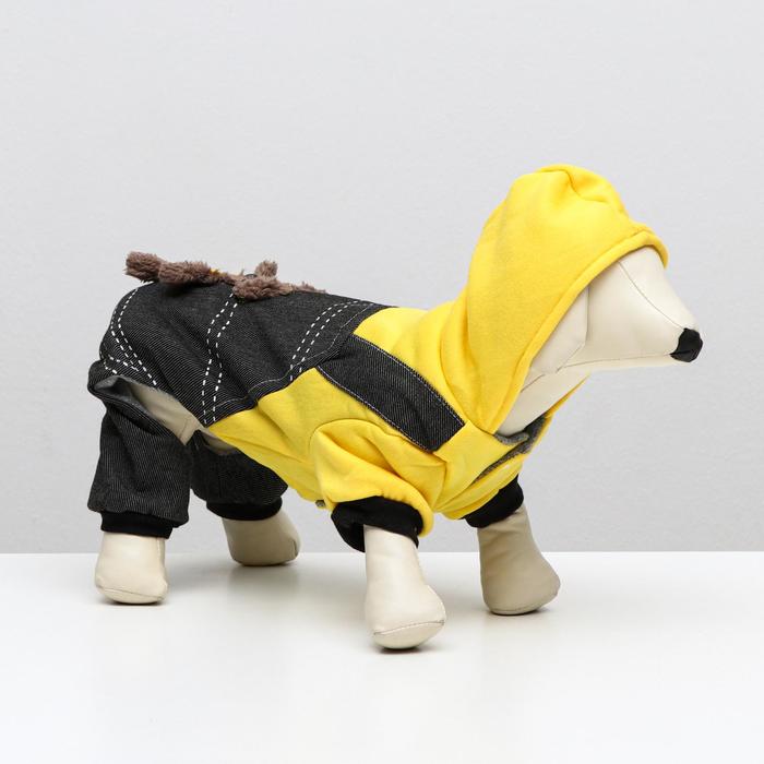 Комбинезон «Мишка», размер M, ДС 28 см, ОШ 30 см, ОГ 38 см, жёлтый, чёрный