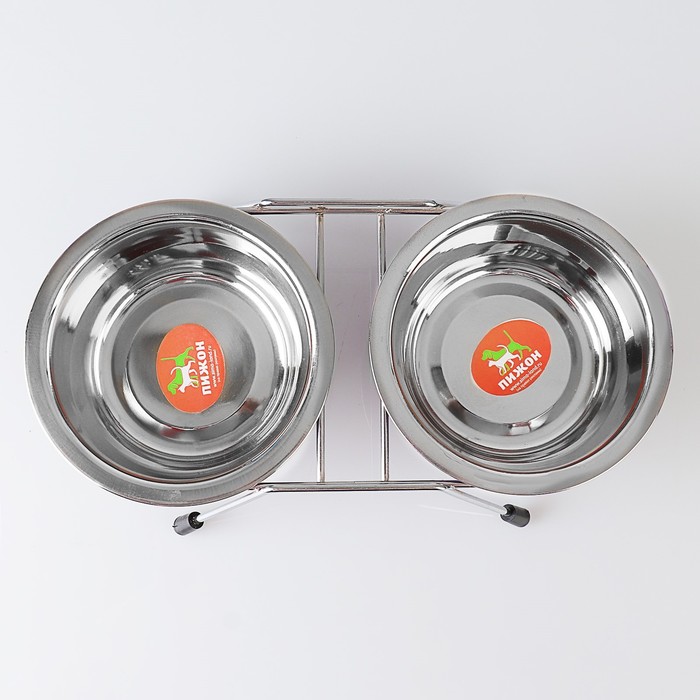 Набор из 2 цветных мисок на подставке, 2×350 мл