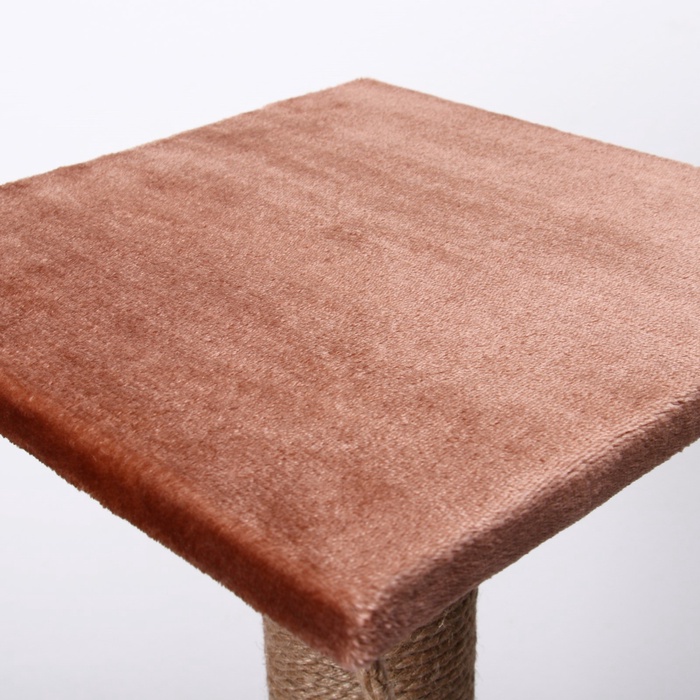 Когтеточка, 40×40×84 см, с высоким и толстым столбиком и площадкой, джут, МИКС