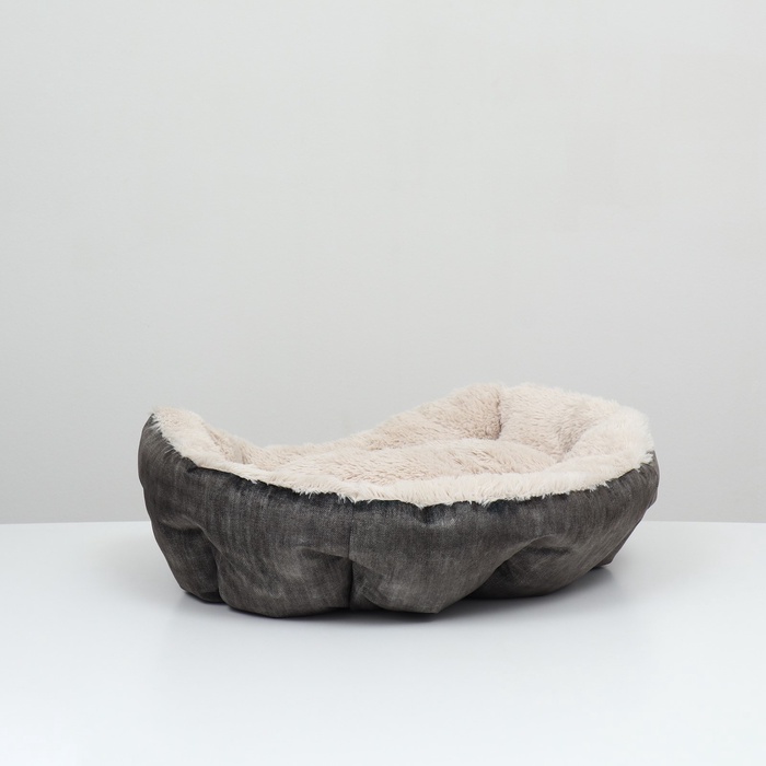 Лежанка-трансформер, 60×50×15 см, велюр, искусственный мех, цвет МИКС