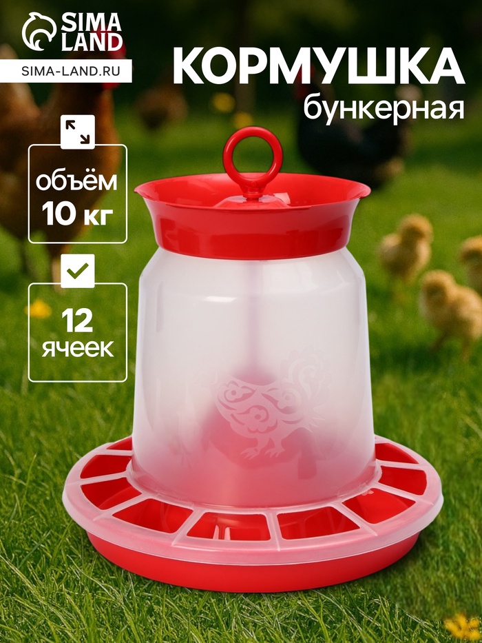 Кормушка бункерная для домашней птицы на 10 кг, пластик