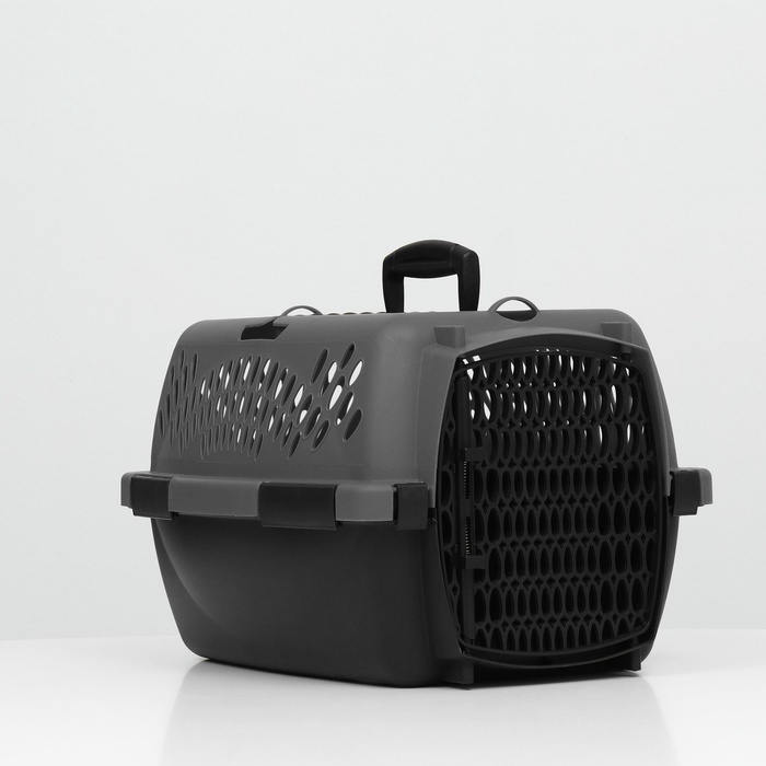 Переноска для животных, 40×32×26, с пластиковой дверью, серая
