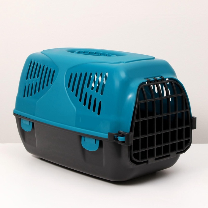 Переноска для животных «Сириус», 33.5×31×50 см, пластик, бирюзовая