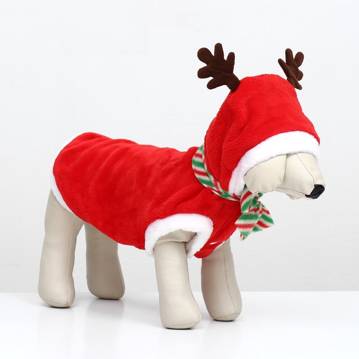 УЦЕНКА Костюм для животных «Новогодний с рожками», размер 2XL (ДС 45, ОГ 55 см)