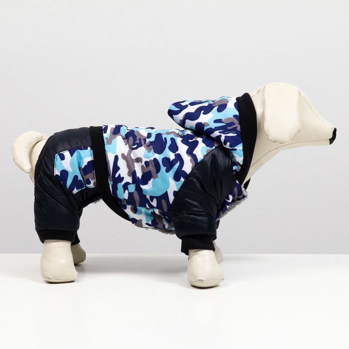 Комбинезон для собак, размер XXL, ДС 40, ОШ 42, ОГ 54 см, на меховом подкладе с капюшоном