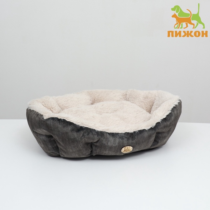 Лежанка-трансформер, 60×50×15 см, велюр, искусственный мех, цвет МИКС