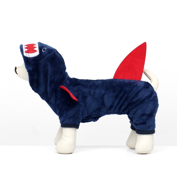 Комбинезон «Акула», с капюшоном, размер XS, ДС 20 см, ОГ 30 см, ОШ 20 см, синий