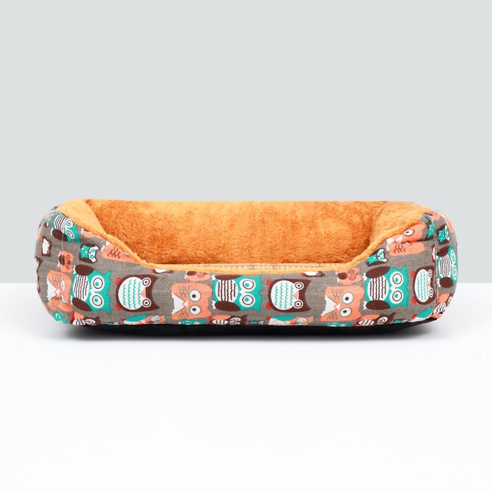 Лежанка для животных + ротанговый коврик, 50×40×15 см, бежево-серая