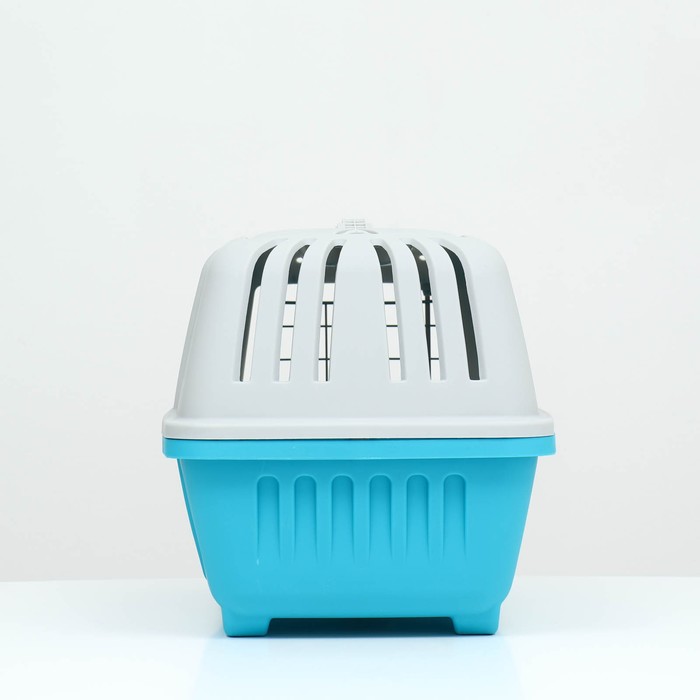 Переноска для животных, 47×30×35 см, вес до 9 кг, пластик, синяя