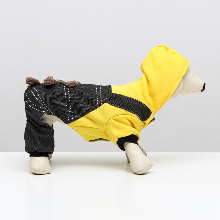 Комбинезон «Мишка», размер M, ДС 28 см, ОШ 30 см, ОГ 38 см, жёлтый, чёрный