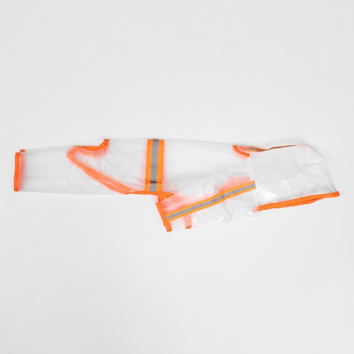 Дождевик - комбинезон для собак, размер 2XL, ДС 42, ОГ 57 см, вес 16-20 кг, прозрачный, оранжевый