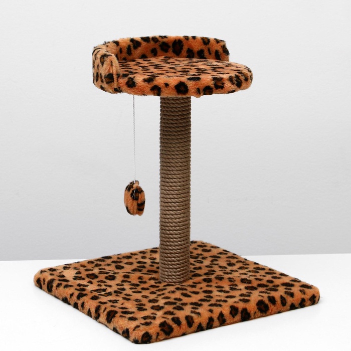 Когтеточка малая «Арена» с игрушкой, 40×40×55 см, джут, леопард