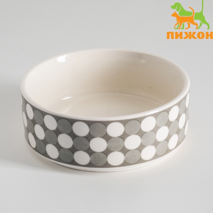 Миска «Горошек», 200 мл, 10.5×10.5×4 см, керамика, серая, белая