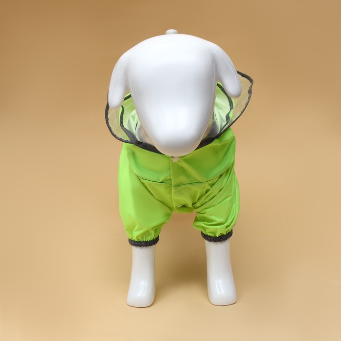 Комбинезон для собак, демисезонный, с козырьком, размер М, ДС 32, Ог 45, ОШ 35 см, зелёный