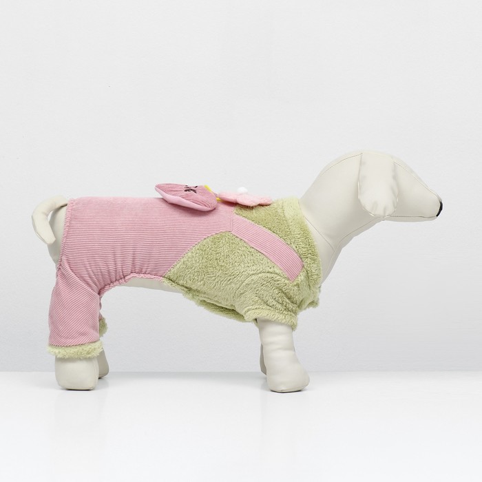 Комбинезон Love, размер XS, ДС 20 см, ОГ 30 см, ОШ 20 см, зелёный, розовый