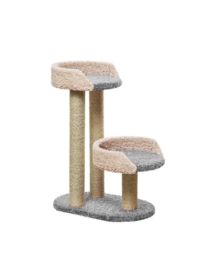 Когтеточка с лежанкой «Дося», 65×40×87 см, сизаль, серый