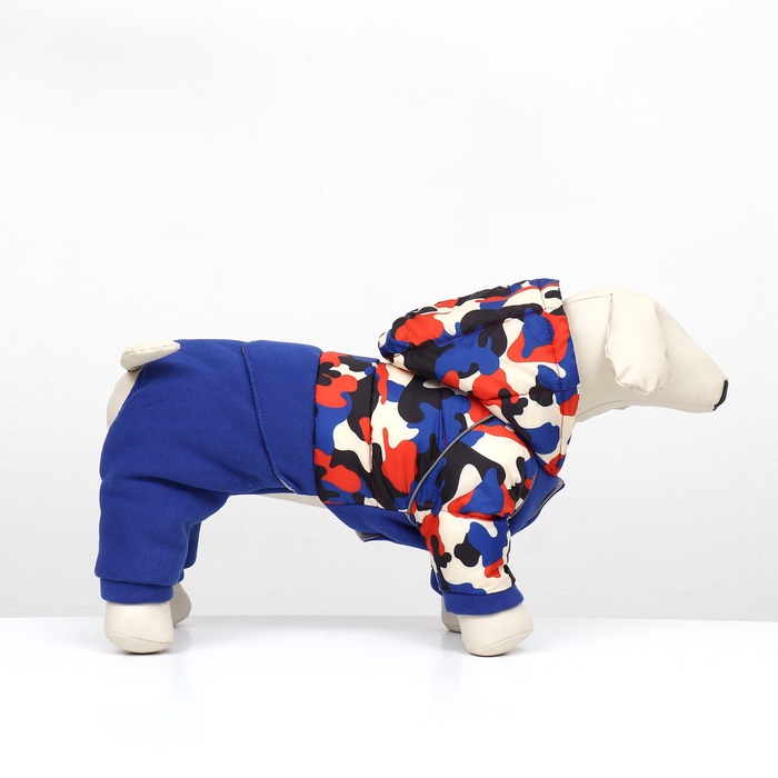 Комбинезон «Go-Иди», с утяжкой, размер 8, ДС 19 см, ОГ 30, ОШ 22 см, синий, камуфляж