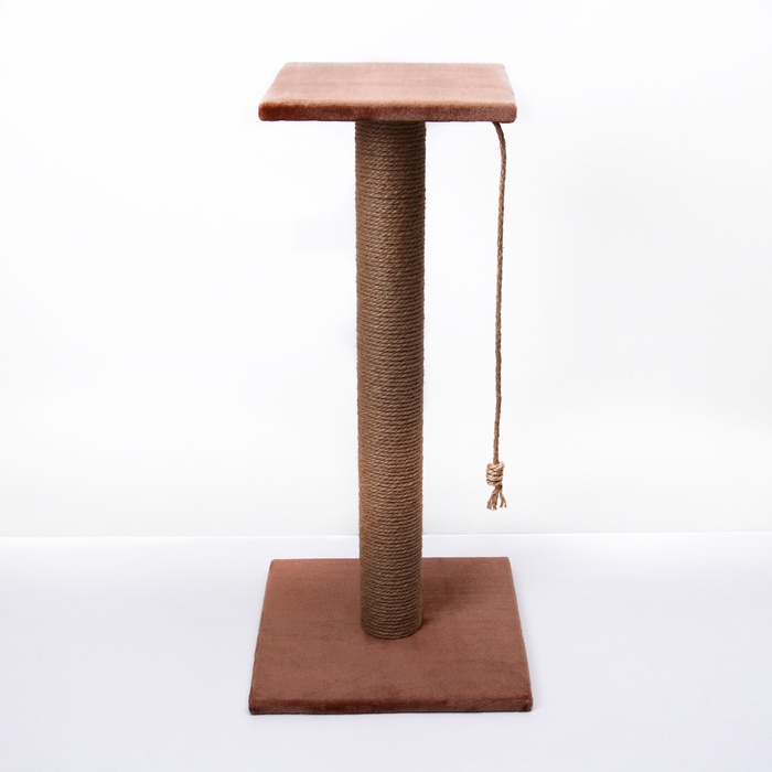 Когтеточка, 40×40×84 см, с высоким и толстым столбиком и площадкой, джут, МИКС