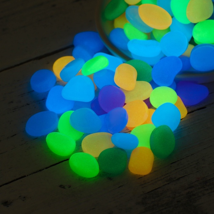 Декоративные камни для аквариума, 20 мм, 200 г, светящиеся, МИКС