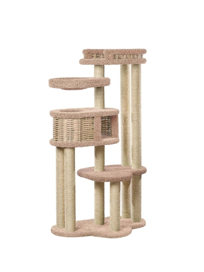 Комплекс для кошек с когтеточкой, с лежанкой «Басик+» 100×60×170 см, сизаль, бежевый