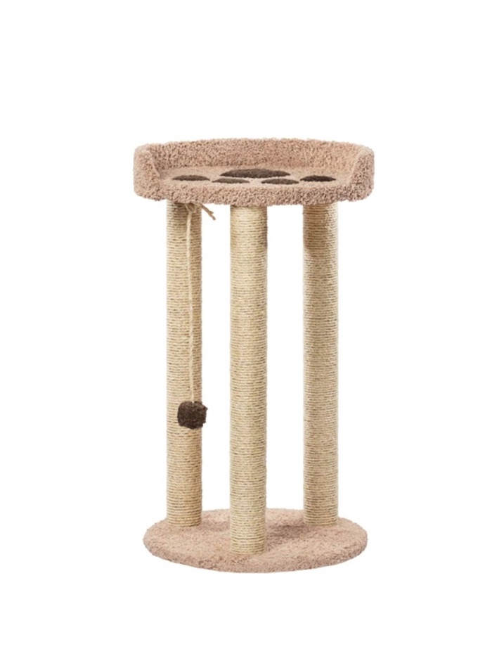 Когтеточка с лежанкой «Мегалапа» 62×62×110 см, сизаль, бежевый