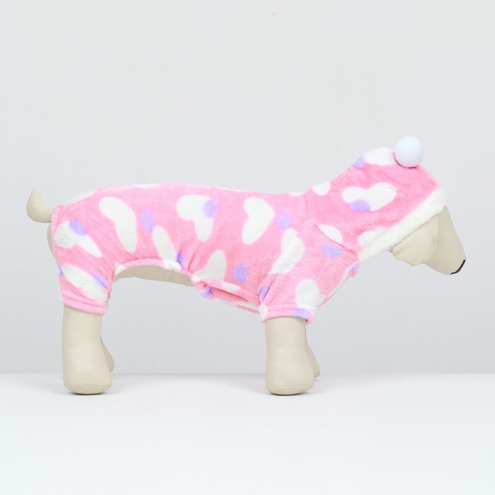 Комбинезон «Любовь», с капюшоном, размер 2XL, ДС 40 см, ОШ 43 см, ОГ 50 см, розовый