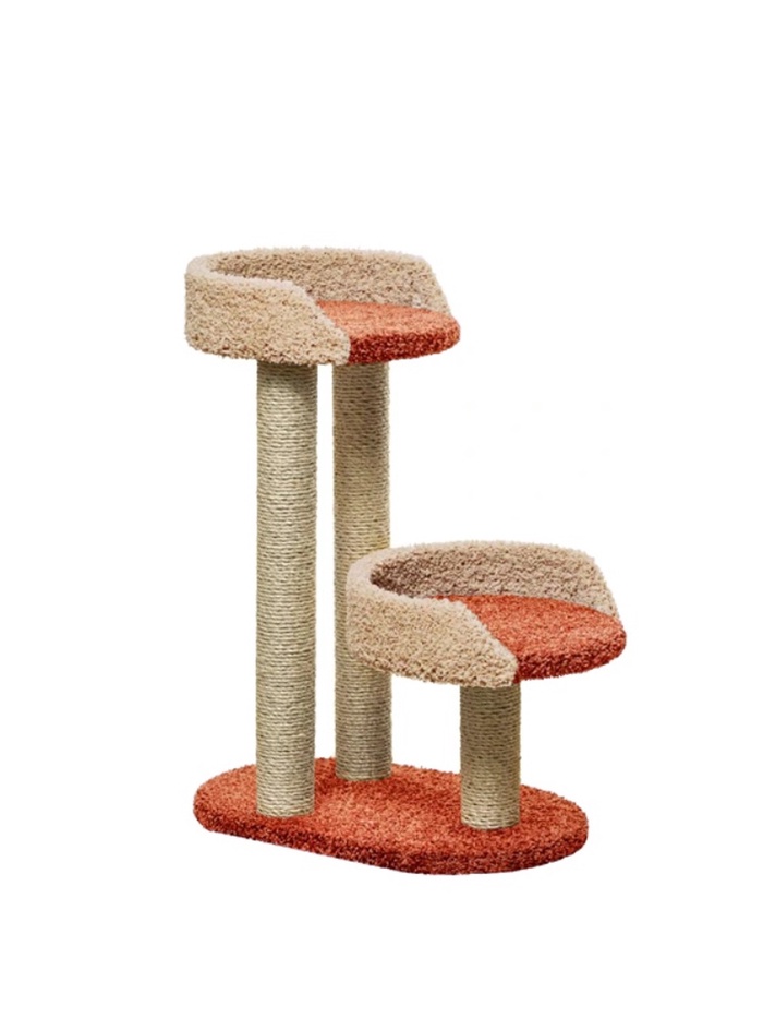 Когтеточка с лежанкой «Дося», 65×40×87 см, сизаль, бежевый, красный