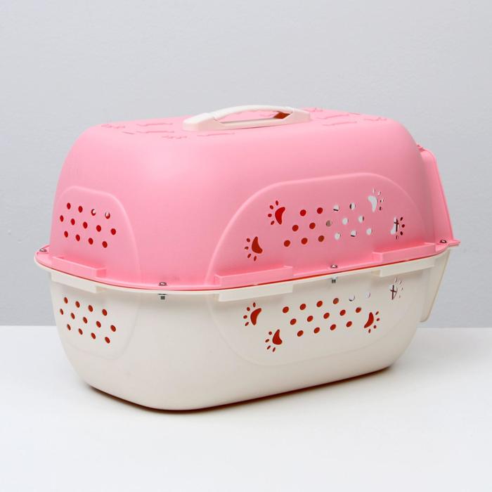 Переноска для животных, 47.5×33×31 см, пластик, розовая