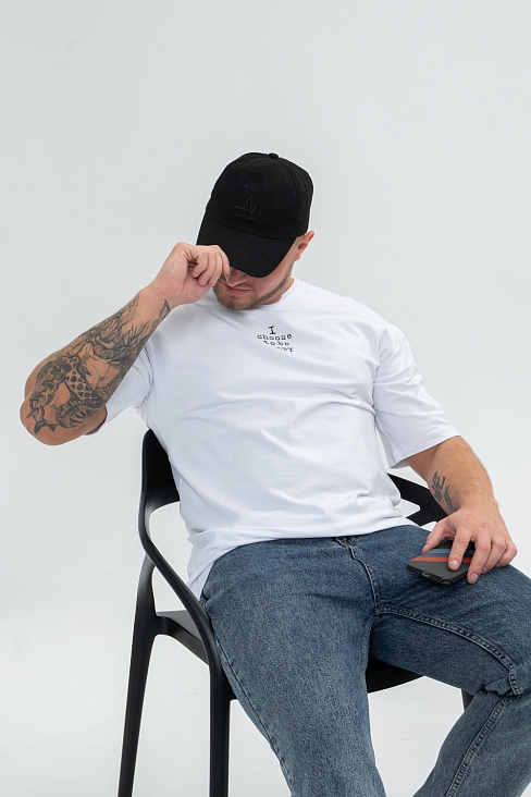 Футболка мужская 8507/1 Счастье оверсайз / белый