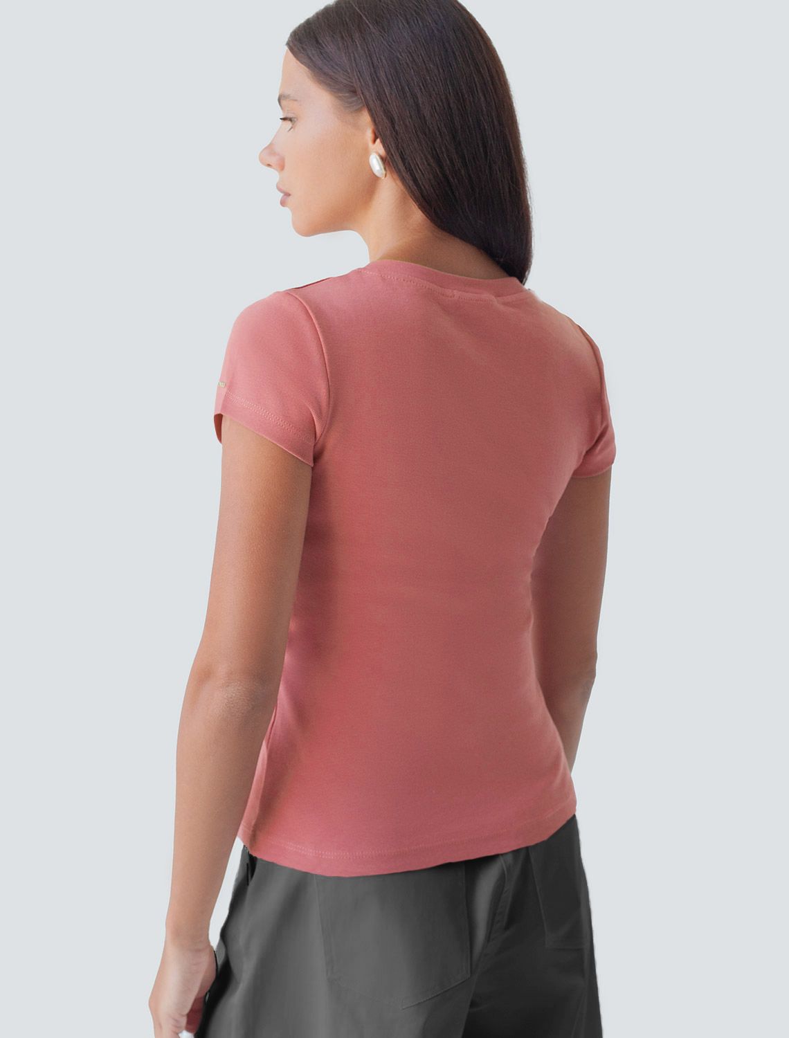 Ст.цена 1150р Футболка из плотного трикотажа с плетением риб 1*1 D49.126 терракотовый