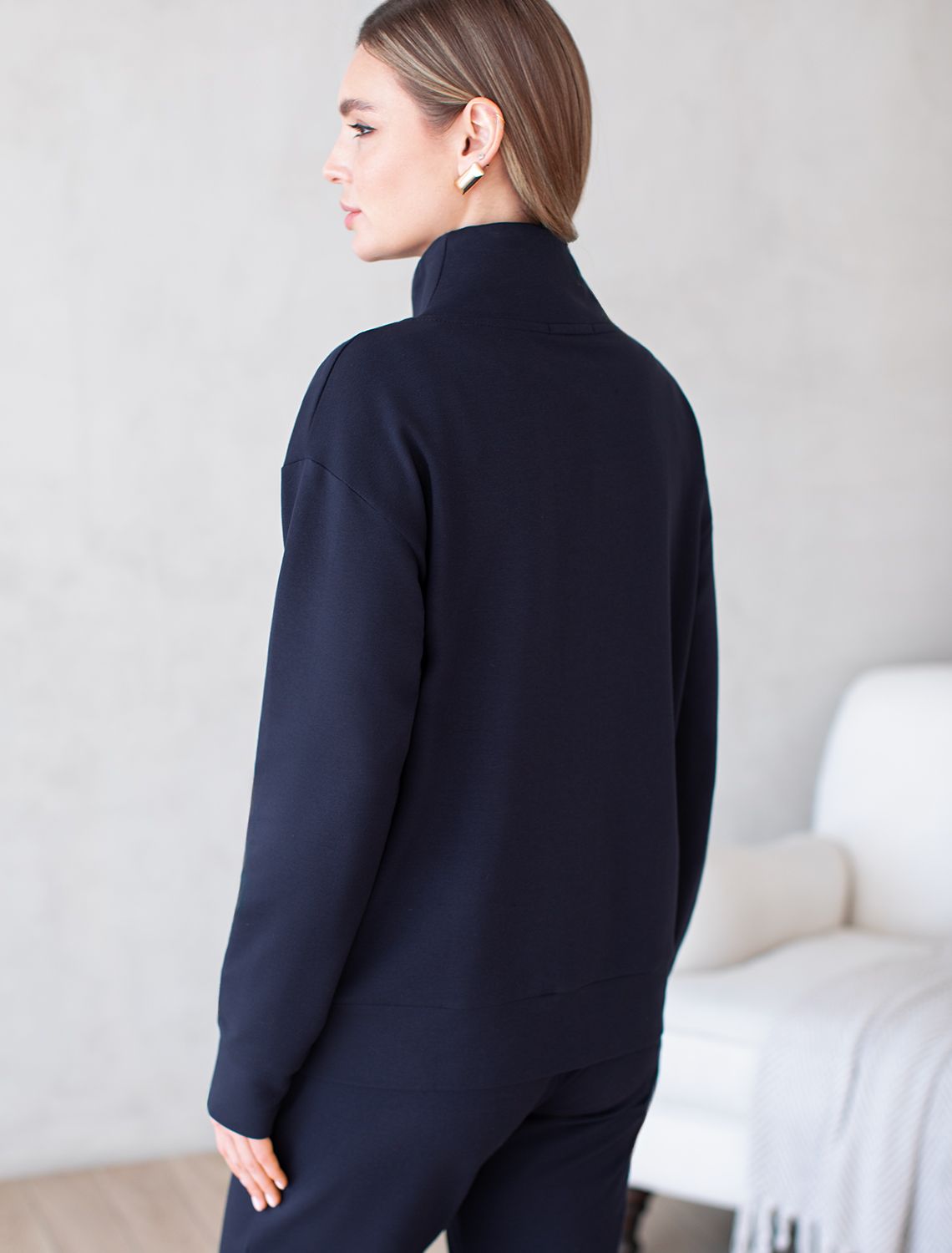 Ст.цена 2490р Жакет из тонкого премиального футера с эластаном D49.078 т.синий