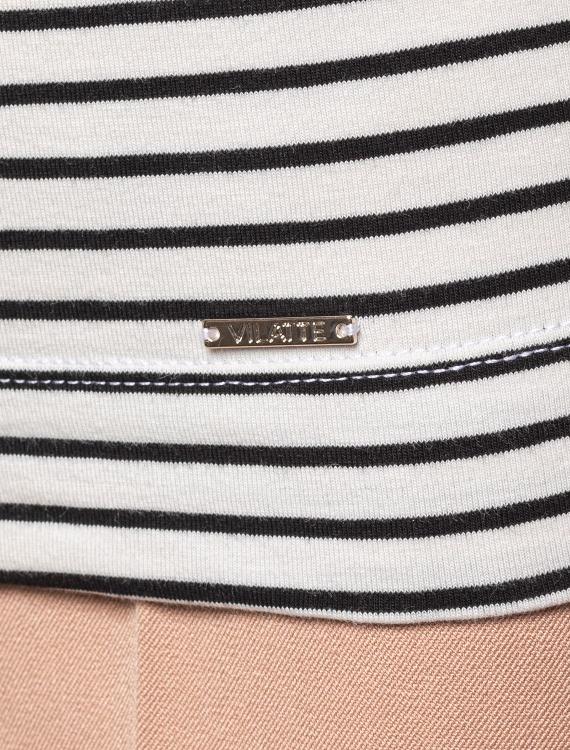 Ст.цена 1290р Водолазка из премиального хлопка с эластаном D49.037 бело-черная полоса