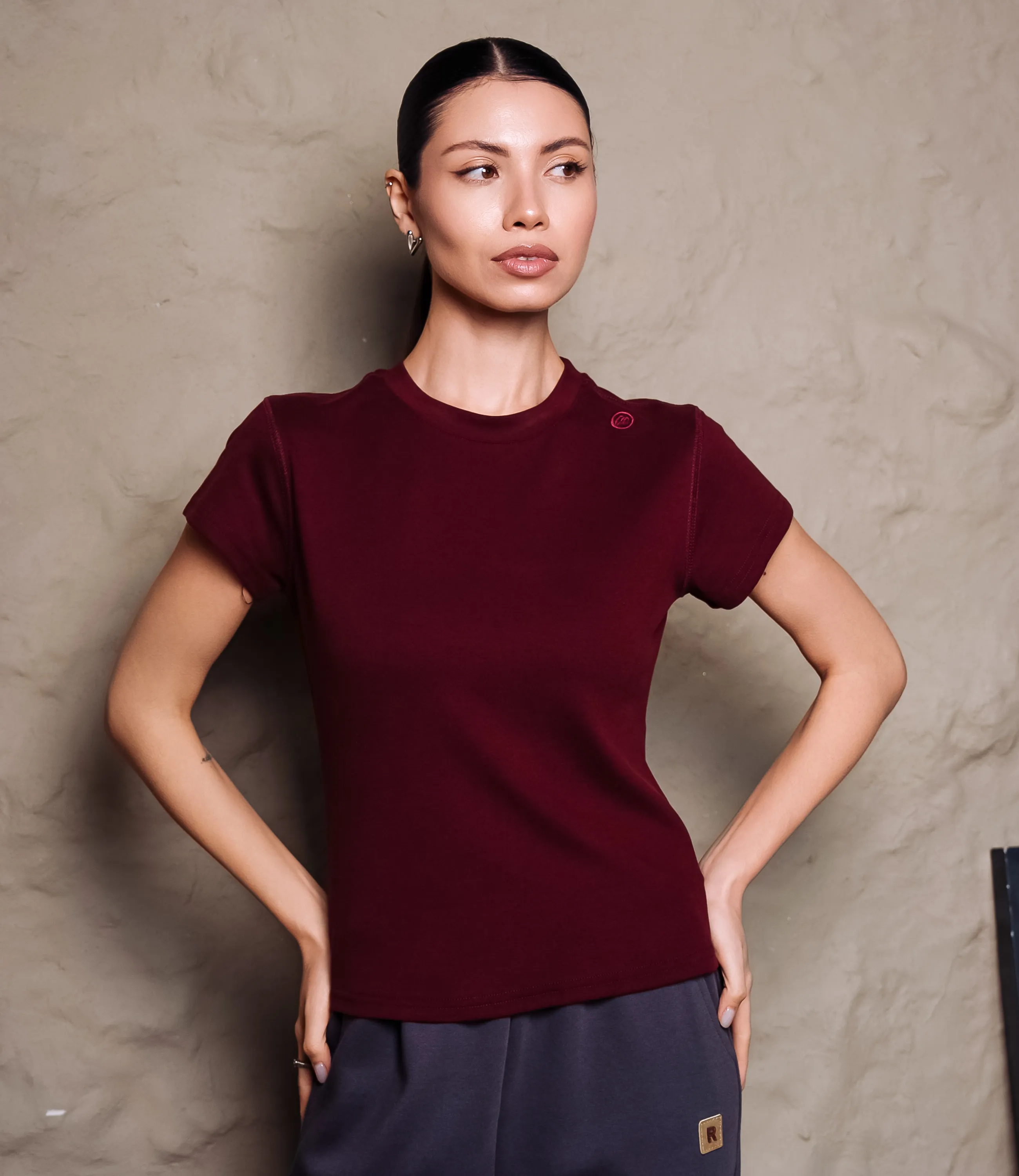 Футболка #КТ6212, бордовый