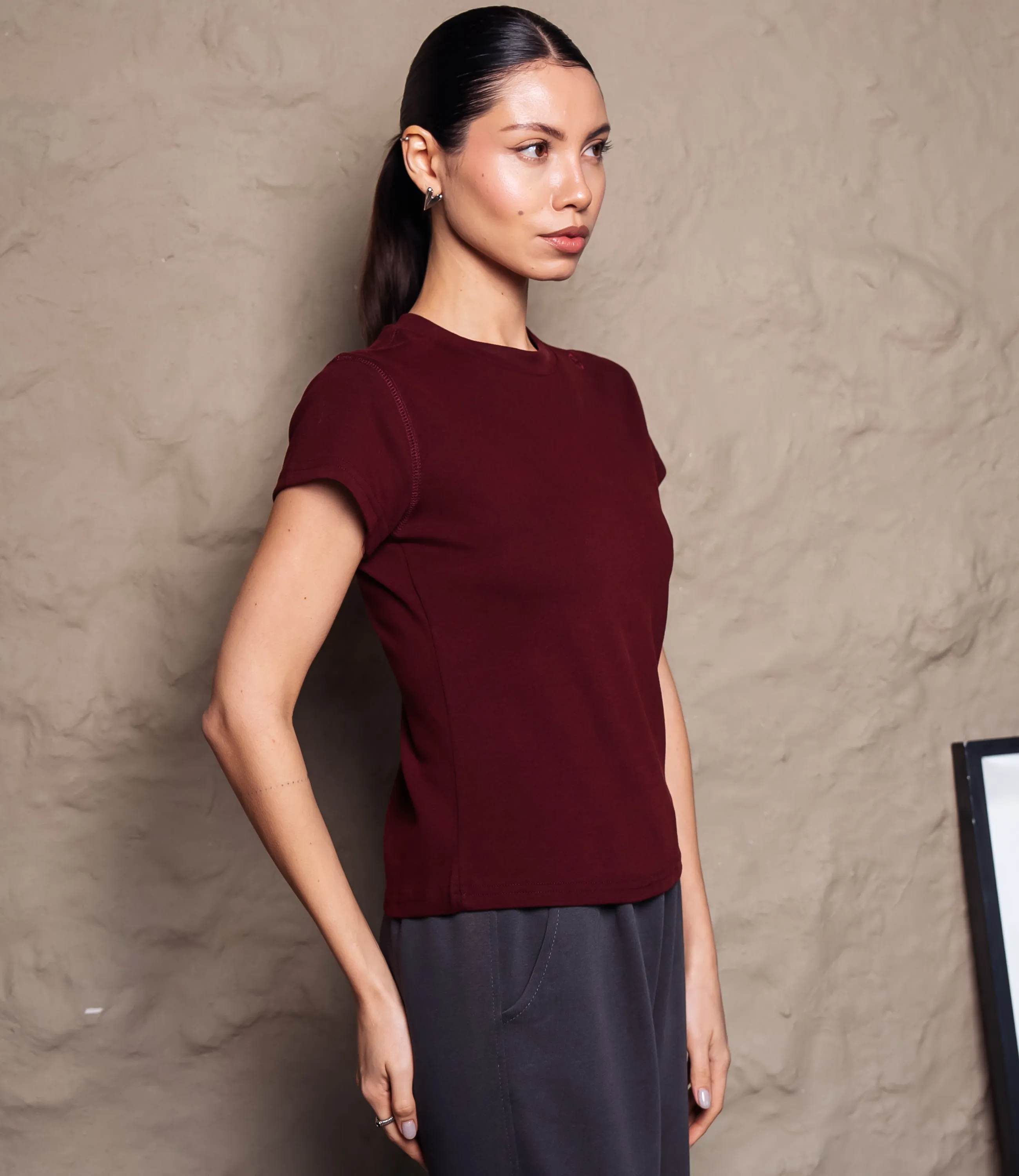 Футболка #КТ6212, бордовый