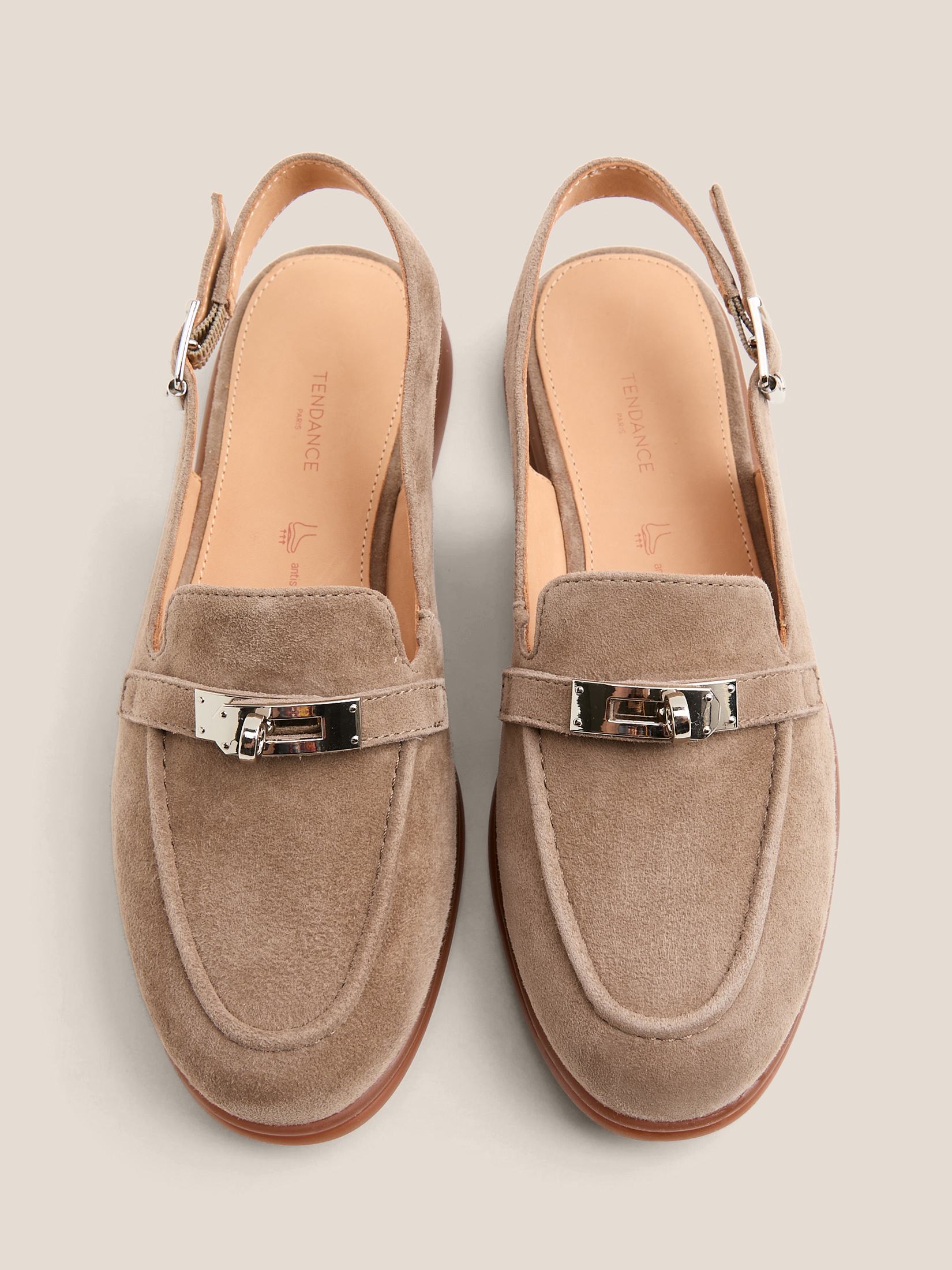 Женские лоферы с открытой пяткой (слинг-бэк) TENDANCE 4752745, коричнево-бежевый