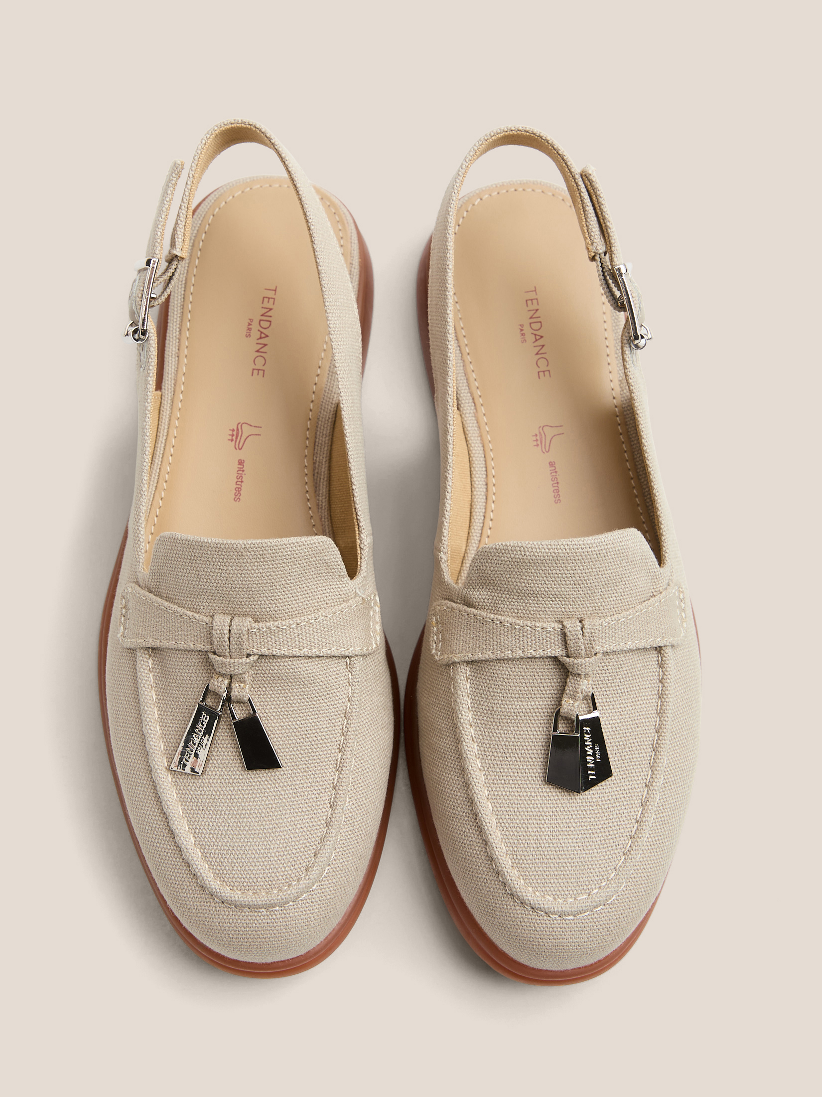 Женские лоферы с открытой пяткой (слинг-бэк) TENDANCE 4752179, бежево-серый