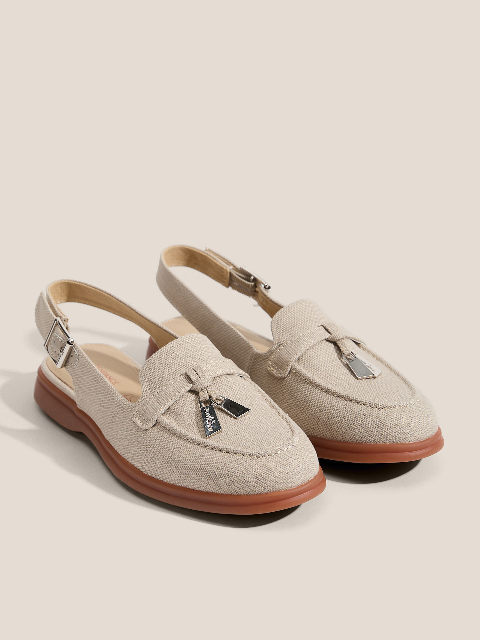 Женские лоферы с открытой пяткой (слинг-бэк) TENDANCE 4752179, бежево-серый