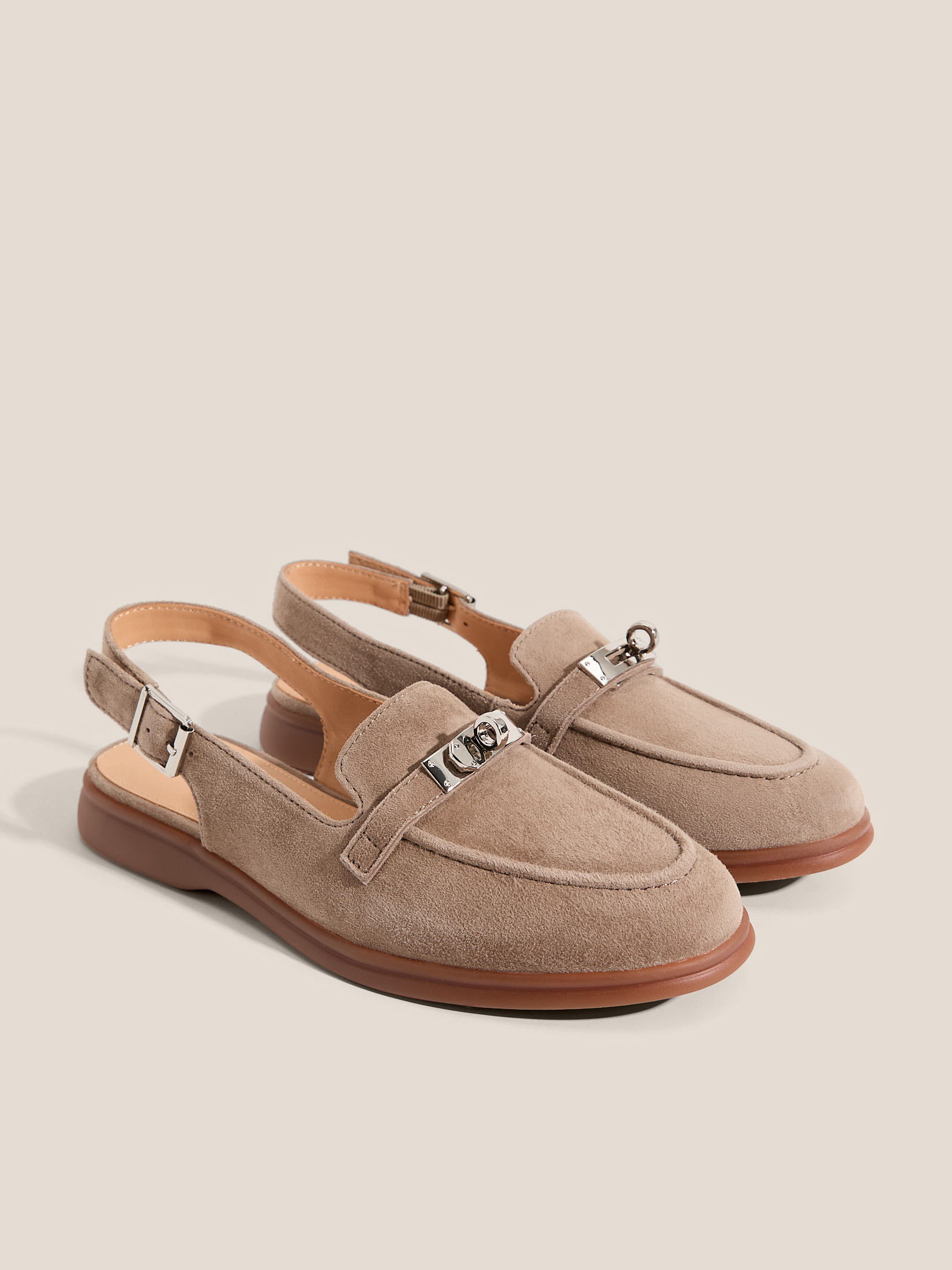 Женские лоферы с открытой пяткой (слинг-бэк) TENDANCE 4752745, коричнево-бежевый