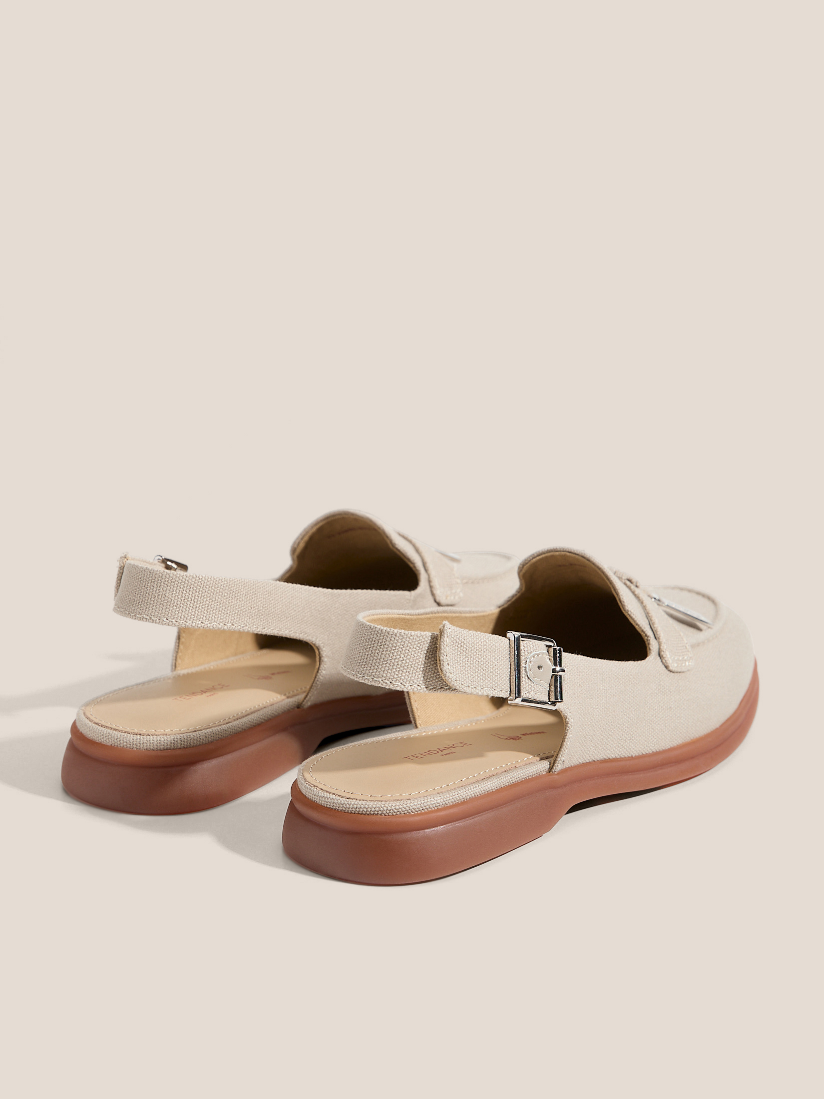 Женские лоферы с открытой пяткой (слинг-бэк) TENDANCE 4752179, бежево-серый