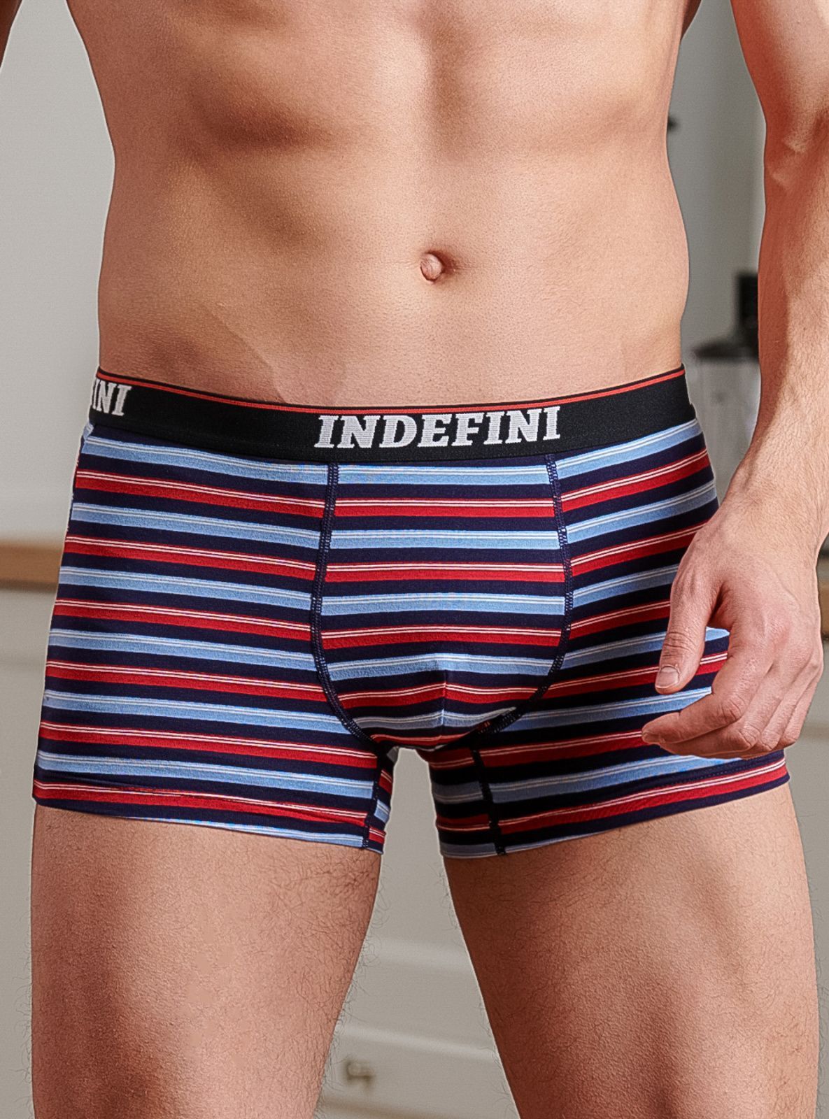 Боксеры в полоску из хлопка Indefini (Арт. 3019MUG)