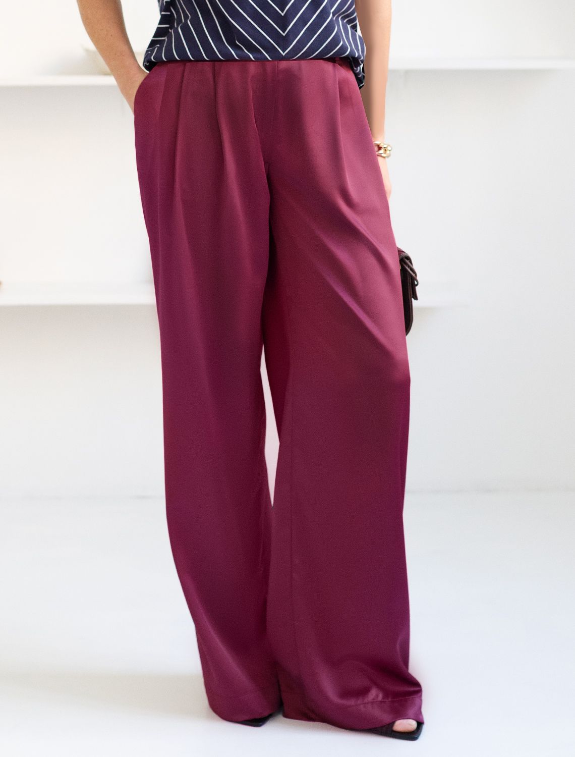 Брюки палаццо широкие из струящегося сатина